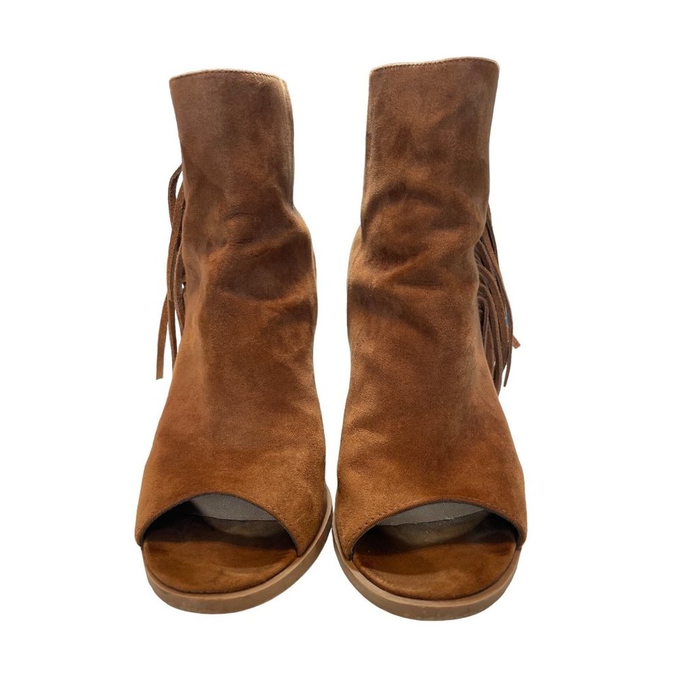 Dolce Vita DV Fringe Suede Open Toe Heel Bootie Boot